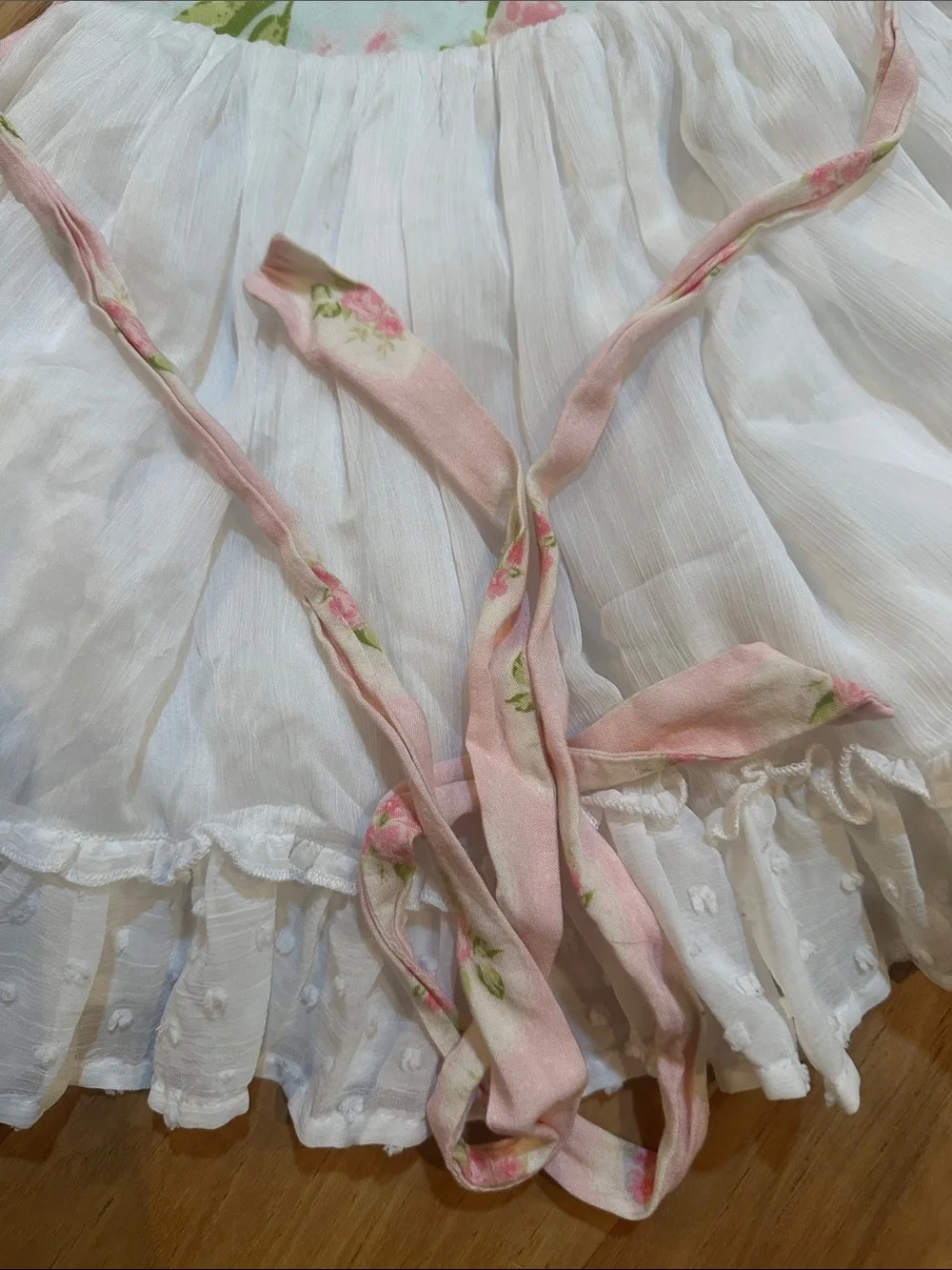 SweetHoney Pink and Green Floral Girls Dress
